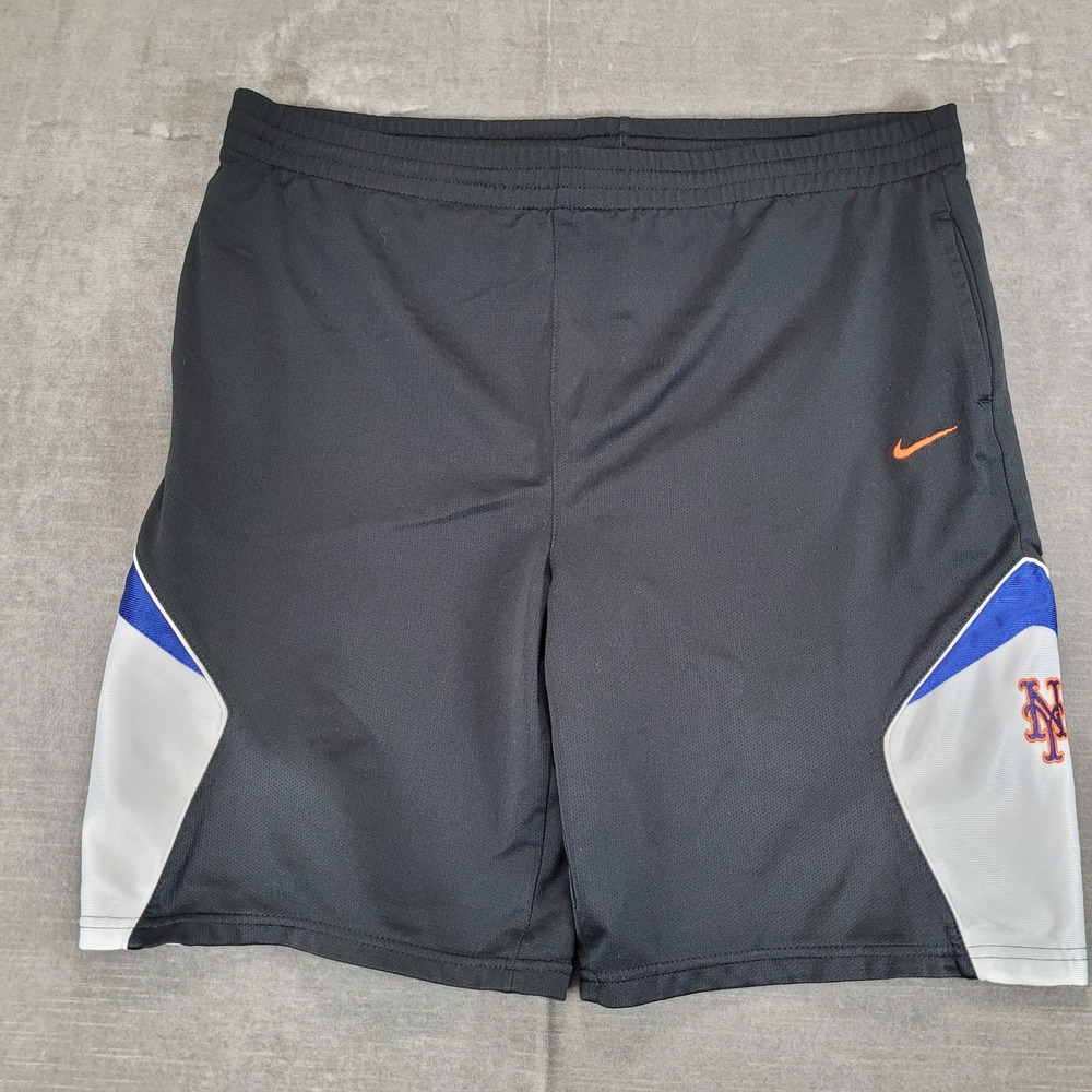 Nike Y2K New York Mets MLB Dri Fit Basketball Shorts Mens XL Black Orange Blue